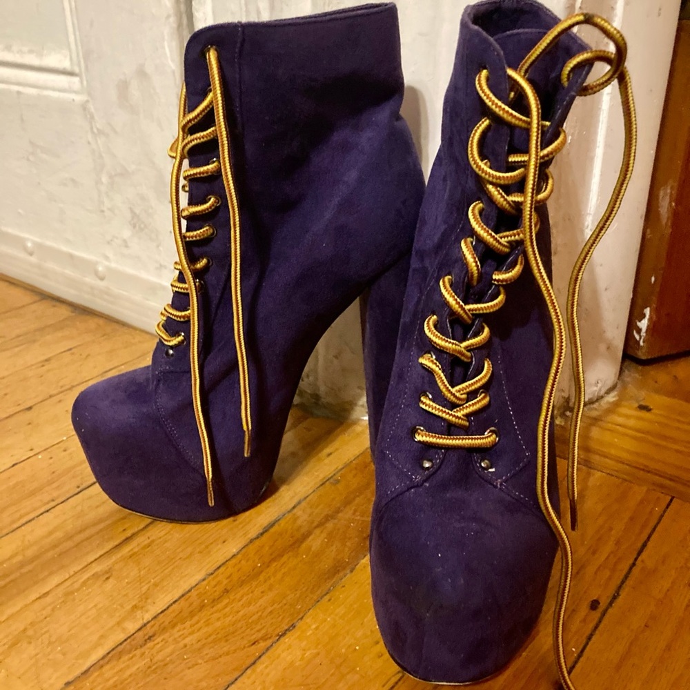 Cute Onlymaker purple pole dancing boots